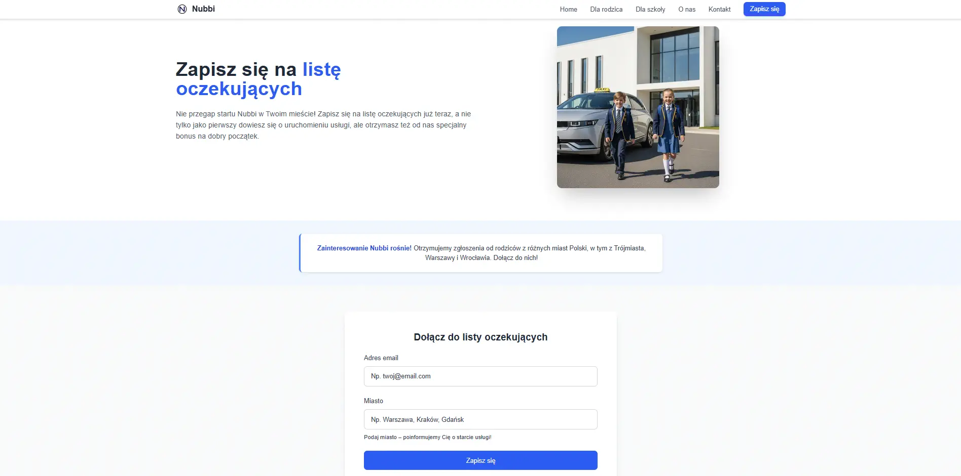 Strona zapisu na listę